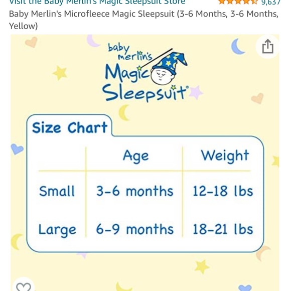 Magic Merlin Sleep Suit Yellow available size 3-6 & 6-9 - Picture 3 of 6